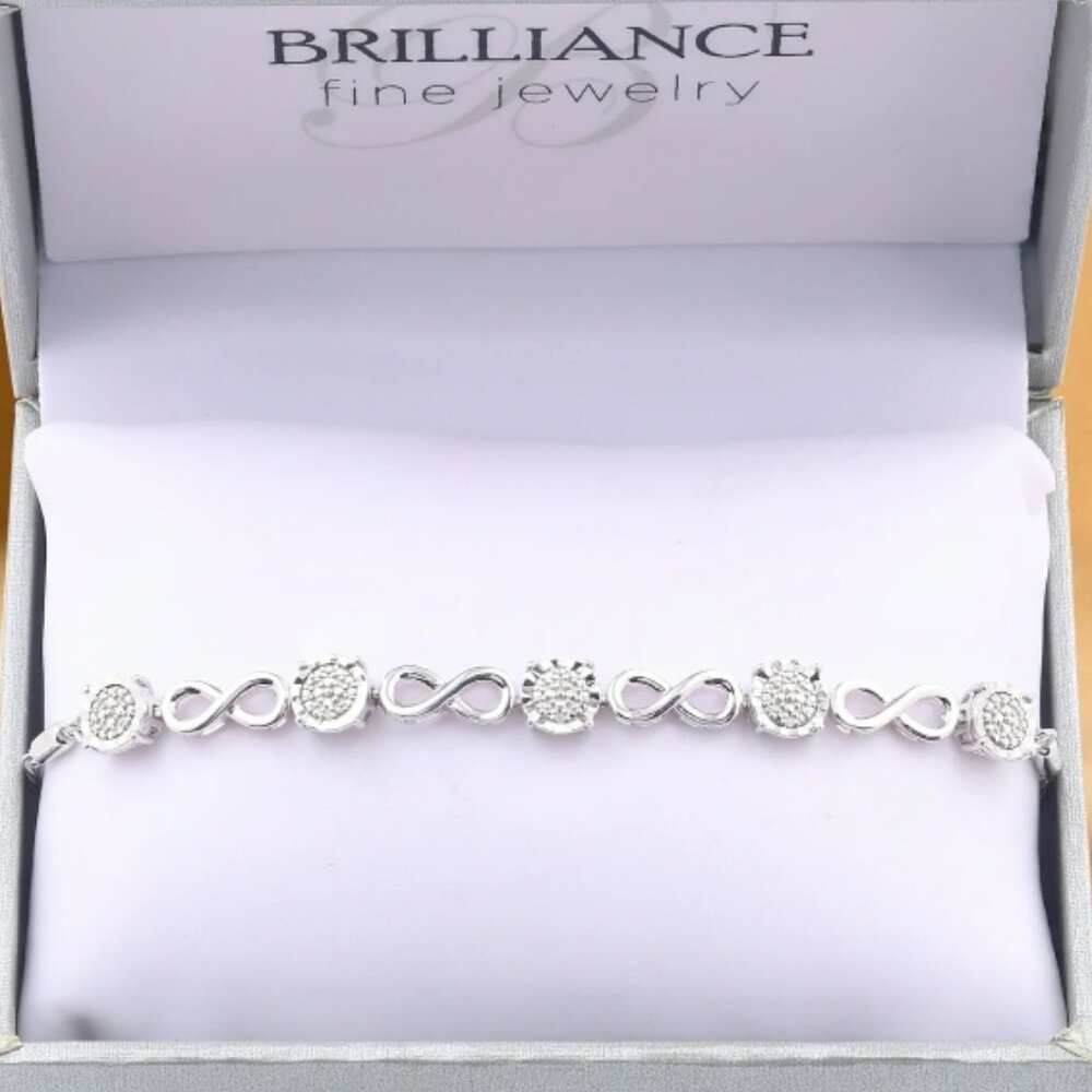 Brilliance Fine Jewelry 1/10 CTTW Diamond Women’s Infinity Tennis Bracelet .925